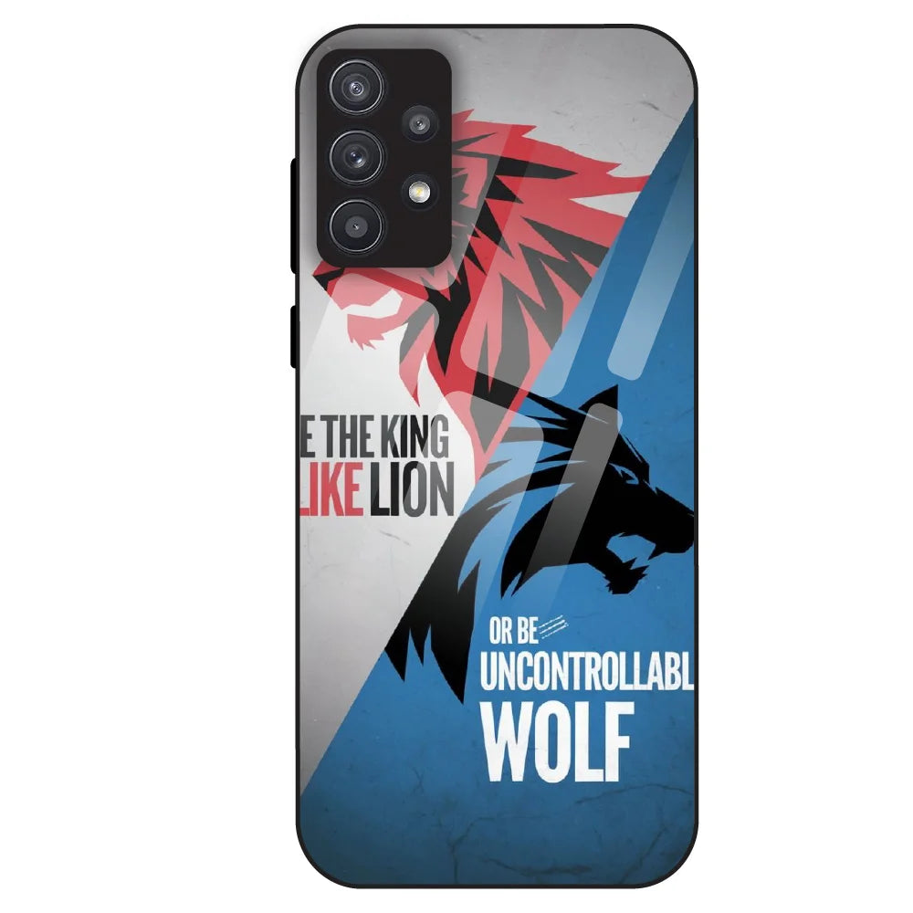 Lion vs Wolf Power - Glass Case For Samsung Galaxy A32