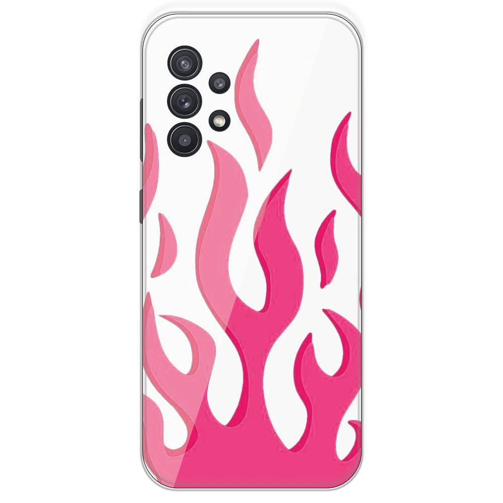 Pink Flames - Clear Printed Silicone Case For Samsung Galaxy A32