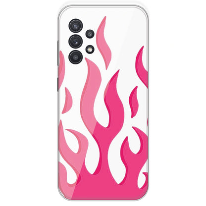 Pink Flames - Clear Printed Silicone Case For Samsung Galaxy A32