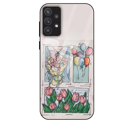 Tulip Aesthetic Sketch - Glass Case For Samsung Galaxy A32