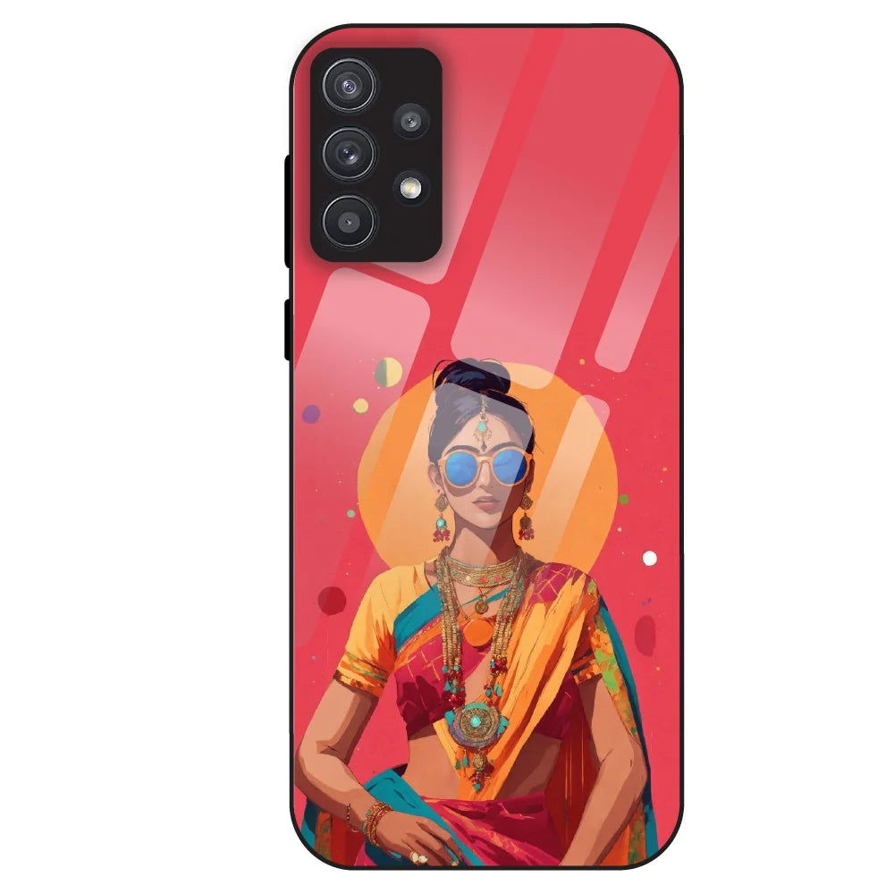 Trendy Ethnic Beauty - Glass Case For Samsung Galaxy A32