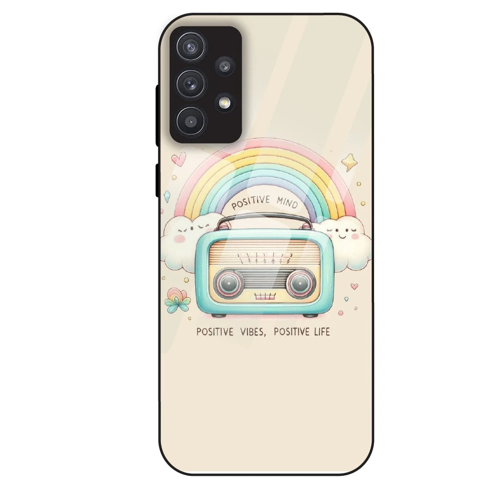 Positive Vibes Retro - Glass Case For Samsung Galaxy A32