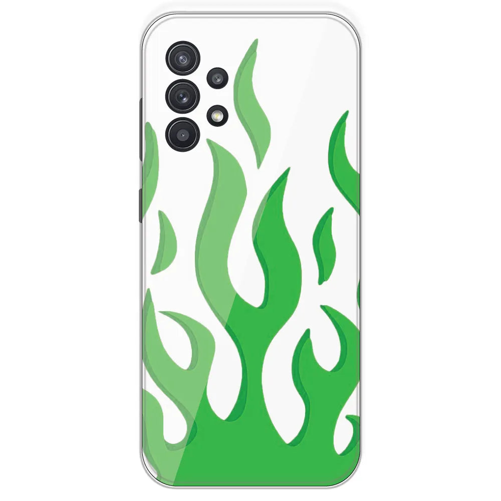 White Aesthetic Flame - Clear Printed Silicone Case For Samsung Galaxy A32