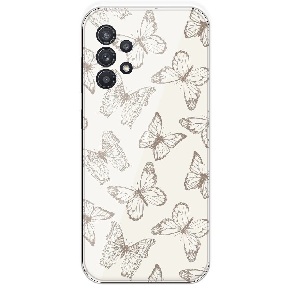 White Butterflies - Printed Silicone Case For Samsung Galaxy A32
