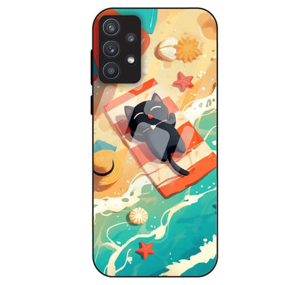 Beach Cat Aesthetic - Glass Case For Samsung Galaxy A32