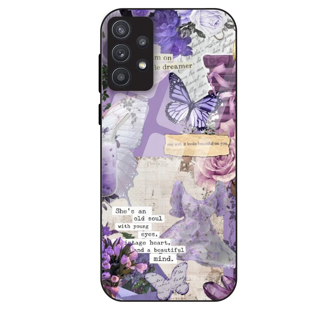 Lavender Vintage Collage - Glass Case For Samsung Galaxy A32
