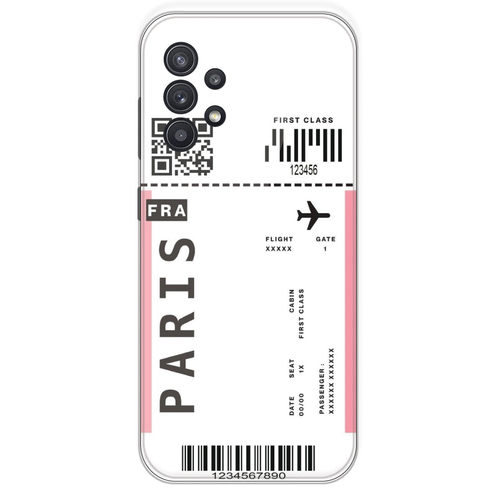 Paris Ticket - Clear Printed Silicone Case For Samsung Galaxy A32