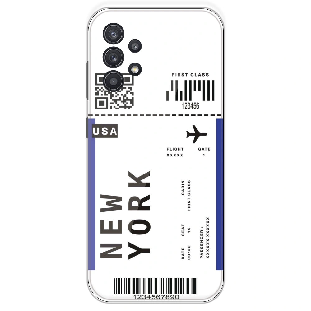 New York Ticket - Clear Printed Silicone Case For Samsung Galaxy A32