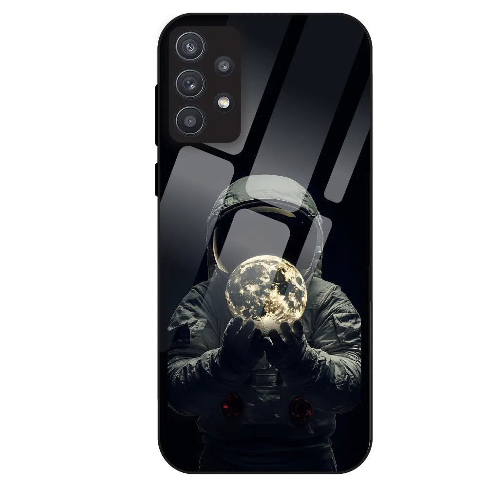 Astronaut Moon Glow - Glass Case For Samsung Galaxy A32