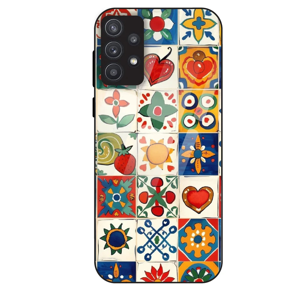 Colorful Tile Art - Glass Case For Samsung Galaxy A32