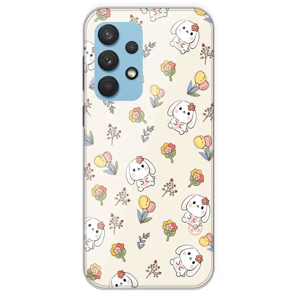 Cute Bunny And Flowers - Printed Silicone Case For Samsung Galaxy A33