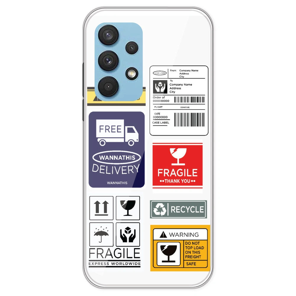 Caution Labels - Clear Printed Silicone Case For Samsung Galaxy A33