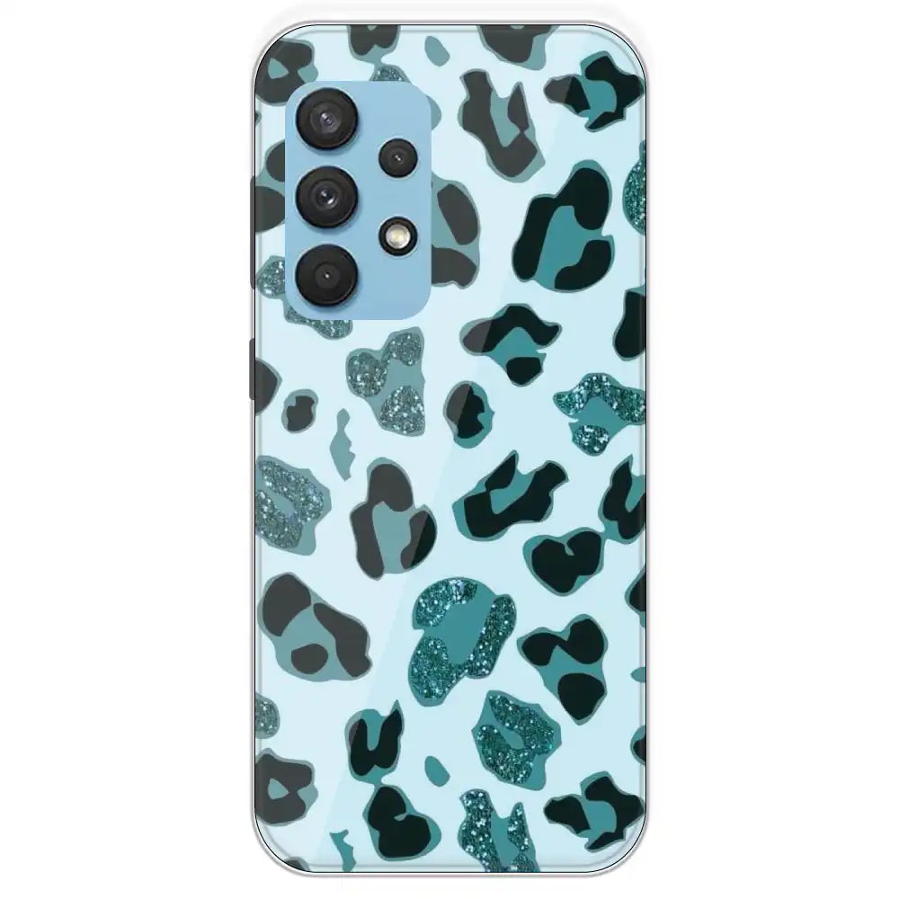 Blue Leopard Glitter Print - Printed Silicone Case For Samsung Galaxy A33