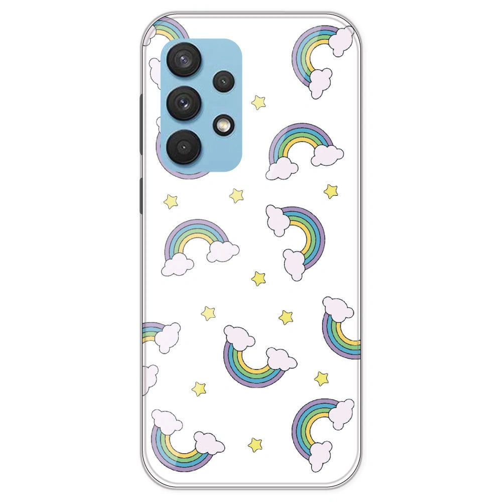 Rainbow With Clouds - Clear Printed Silicone Case For Samsung Galaxy A33