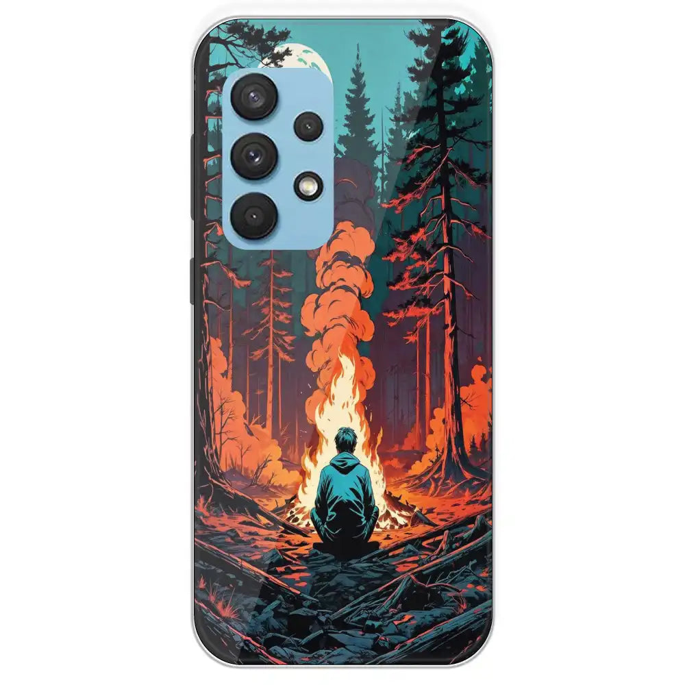 Boy With Camp Fire - Printed Silicone Case For Samsung Galaxy A33