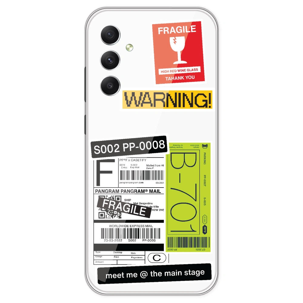 Fragile Labels - Clear Printed Silicone Case For Samsung Galaxy A34