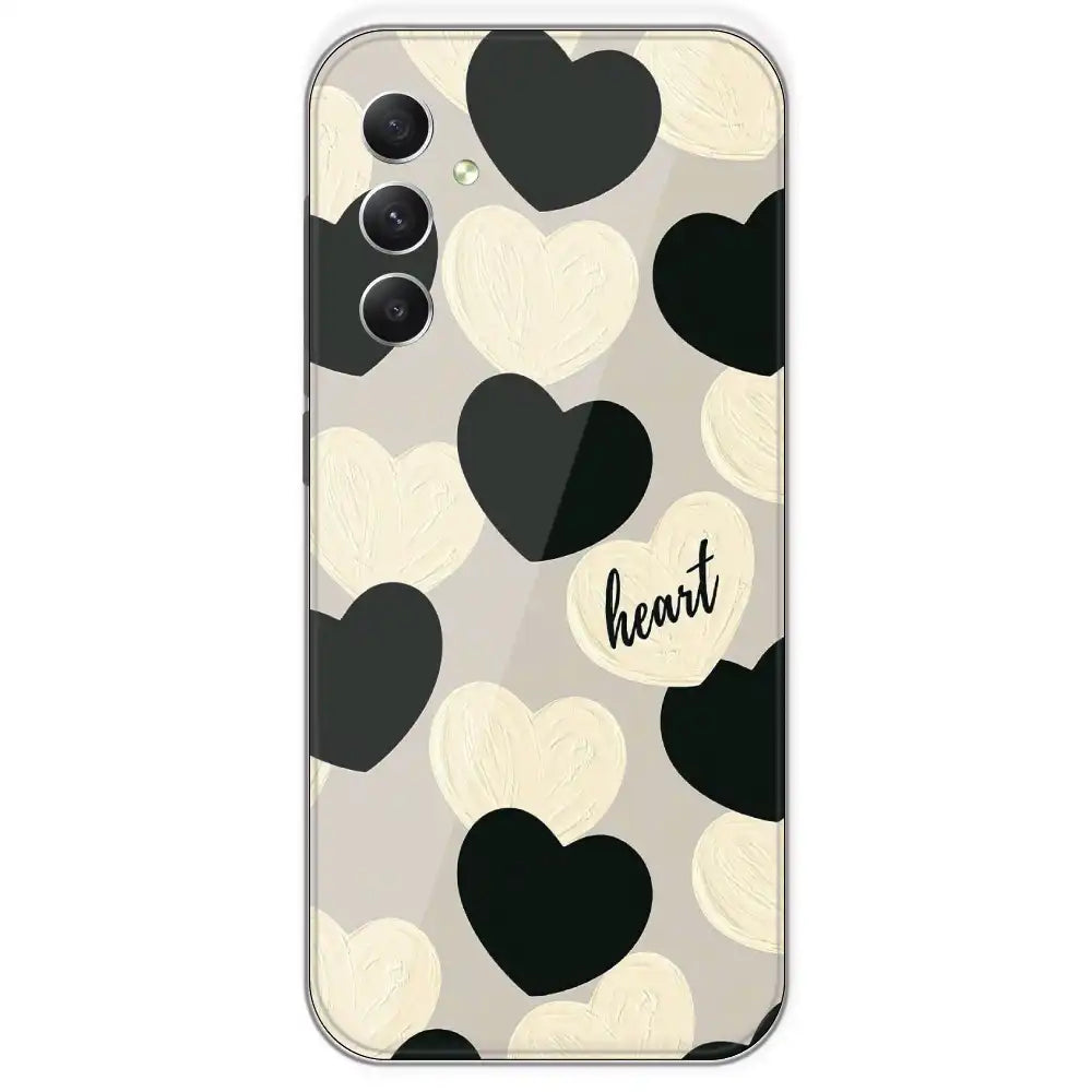 Black And White Heart - Printed Silicone Case For Samsung Galaxy A34