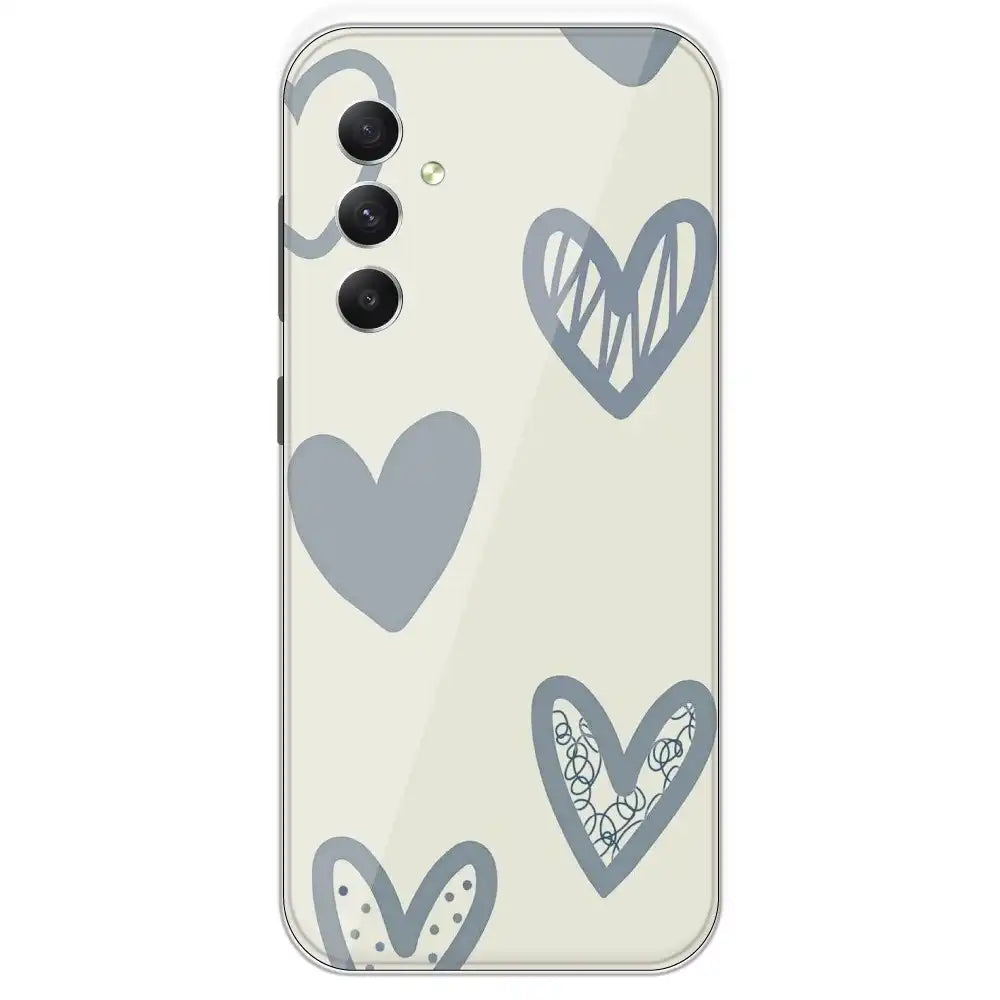 Light Blue Hearts - Printed Silicone Case For Samsung Galaxy A34