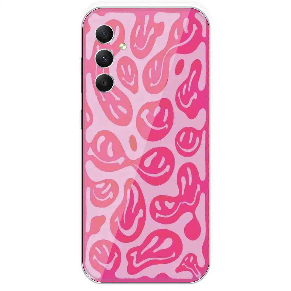 Pink Smilies - Printed Silicone Case For Samsung Galaxy A34