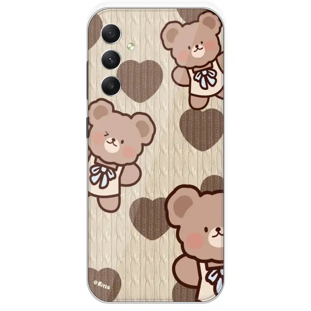Teddy Heart - Printed Silicone Case For Samsung Galaxy A34