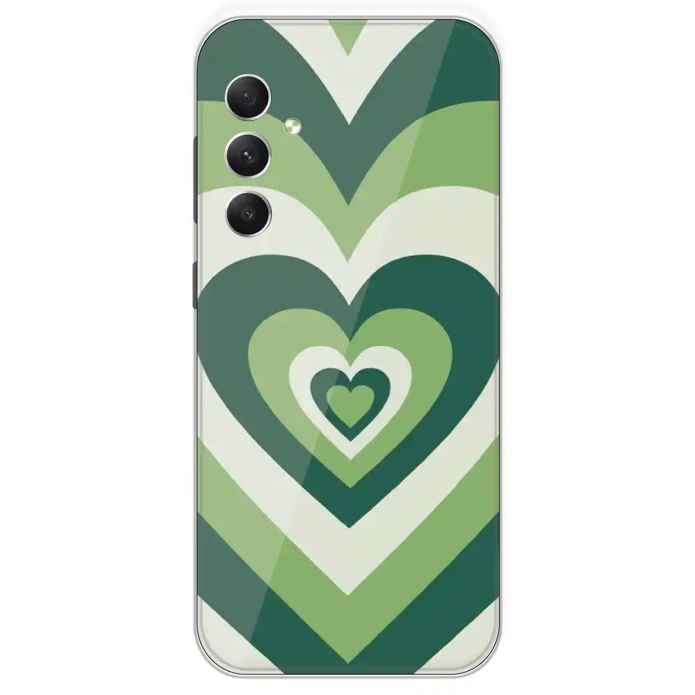 Dark Green Hearts - Printed Silicone Case For Samsung Galaxy A34