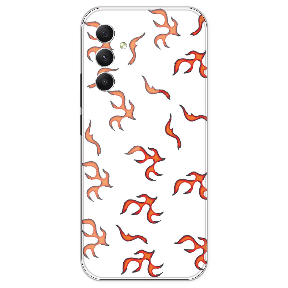 Orange Mini Flames - Clear Printed Silicone Case For Samsung Galaxy A34