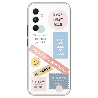 Be Happy - Clear Printed Silicone Case For Samsung Galaxy A34