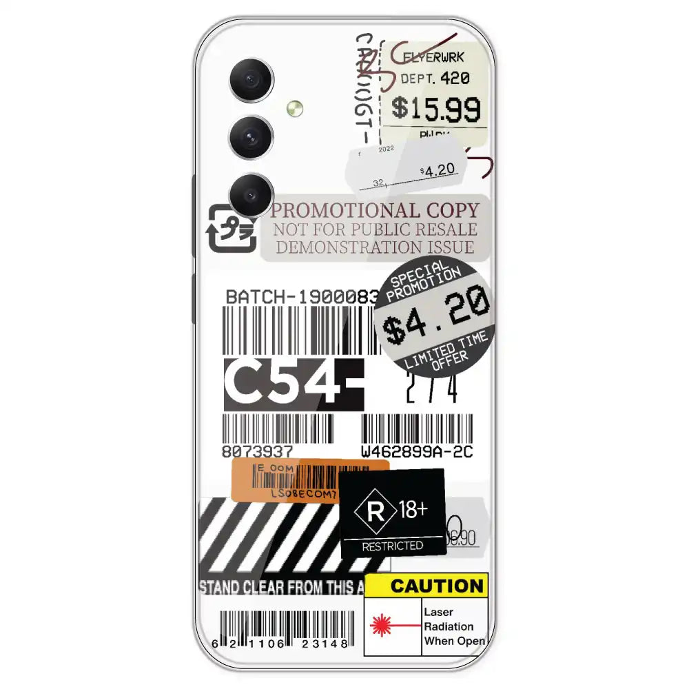 Labels - Clear Printed Silicone Case For Samsung Galaxy A34