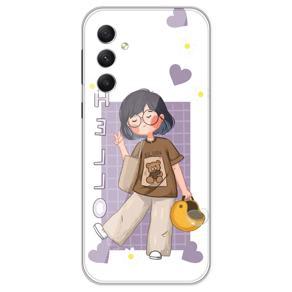 Introvert Girl - Clear Printed Silicone Case For Samsung Galaxy A34