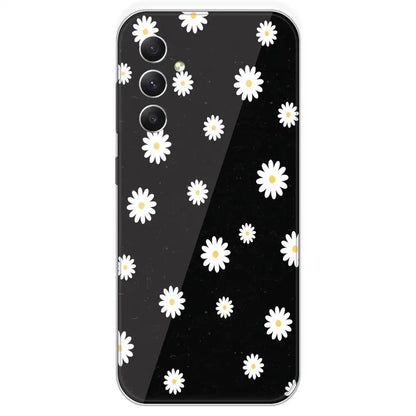 White And Black Flower - Printed Silicone Case For Samsung Galaxy A34