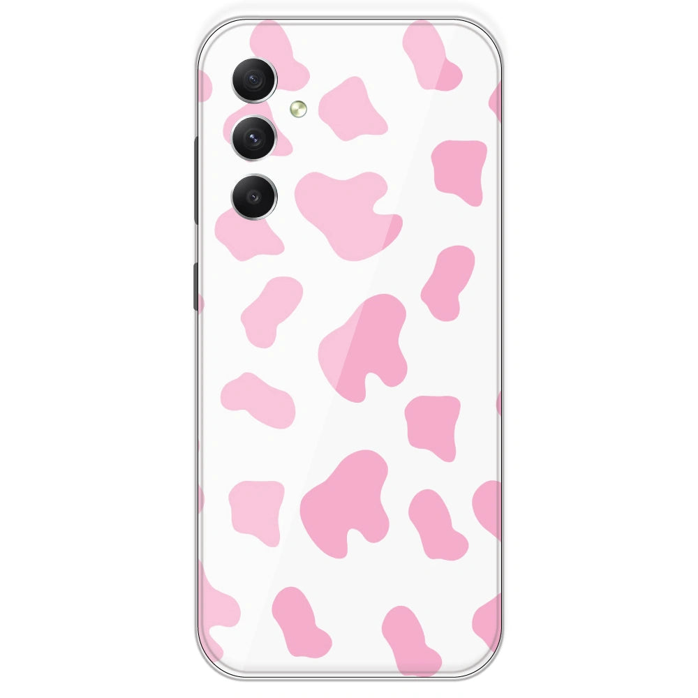 Pink Cow Print - Clear Printed Silicone Case For Samsung Galaxy A34
