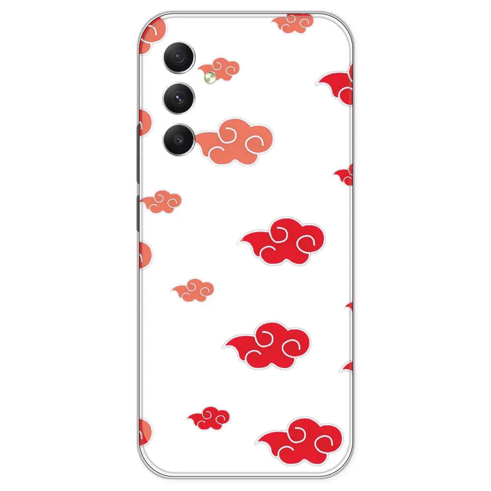 Red Clouds - Clear Printed Silicone Case For Samsung Galaxy A34