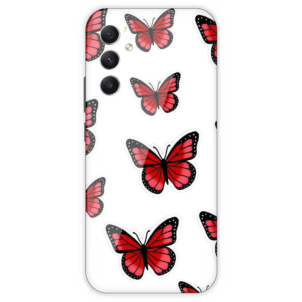 Red Butterfly - Clear Printed Silicone Case For Samsung Galaxy A34