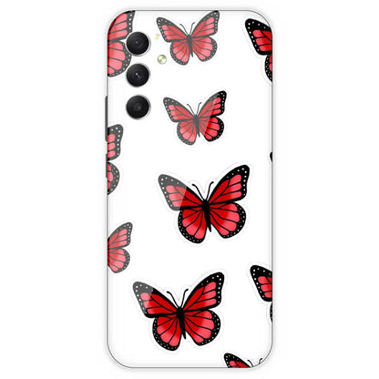 Red Butterfly - Clear Printed Silicone Case For Samsung Galaxy A34