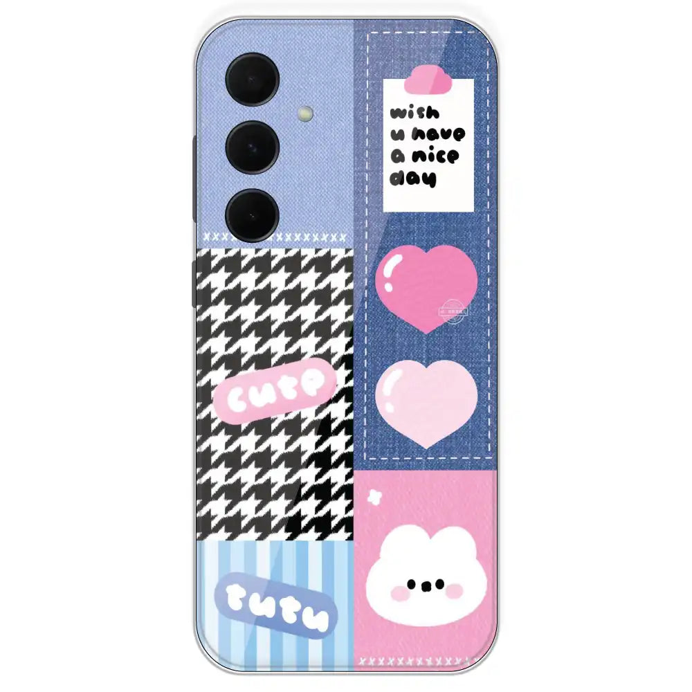 Cute Pink Bear Collage - Printed Silicone Case For Samsung Galaxy A35