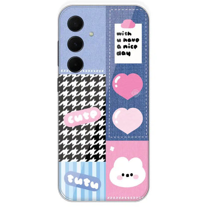 Cute Pink Bear Collage - Printed Silicone Case For Samsung Galaxy A35