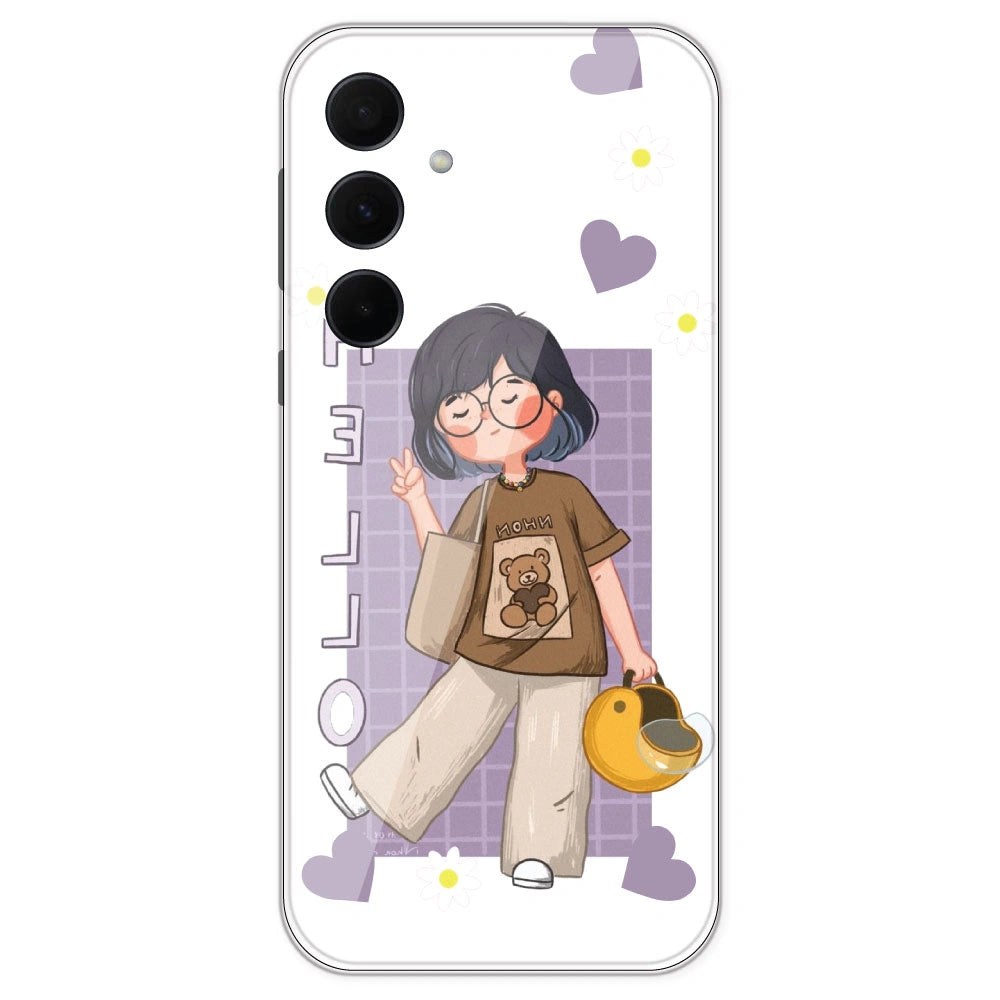 Introvert Girl - Clear Printed Silicone Case For Samsung Galaxy A35