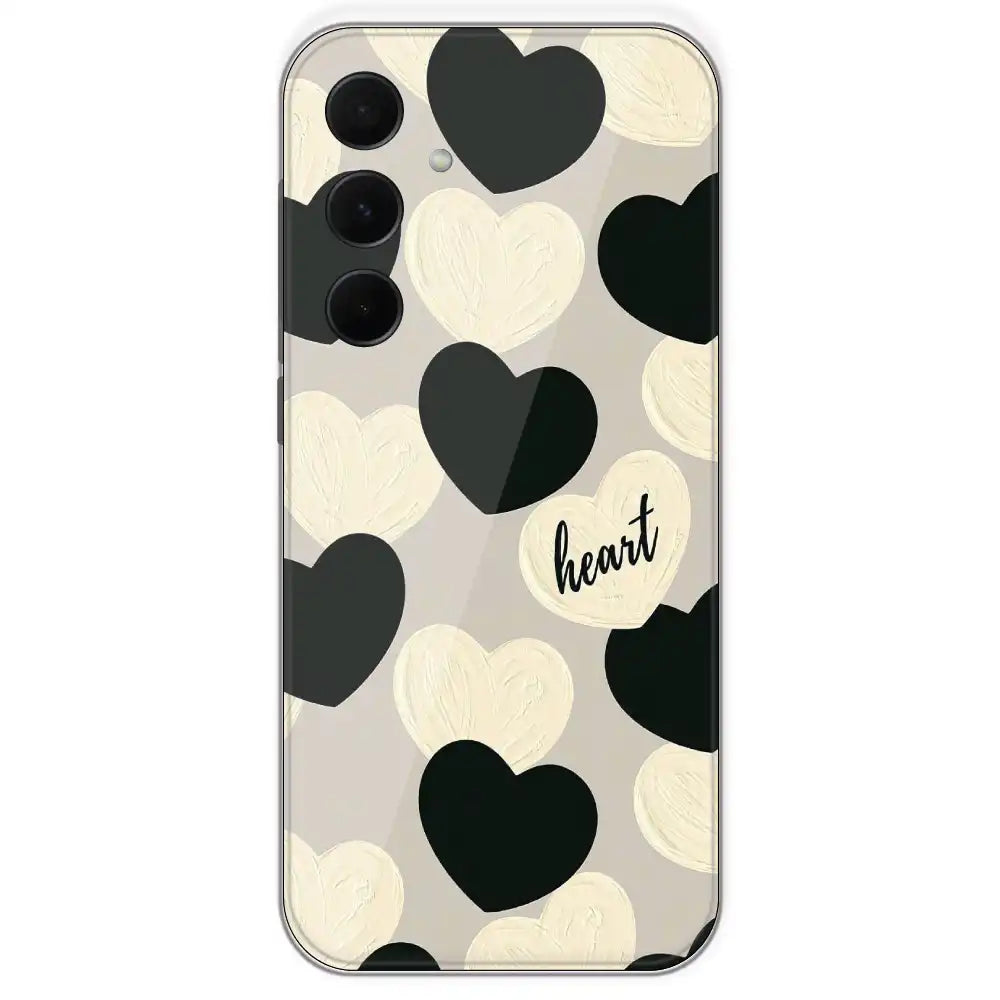 Black And White Heart - Printed Silicone Case For Samsung Galaxy A35