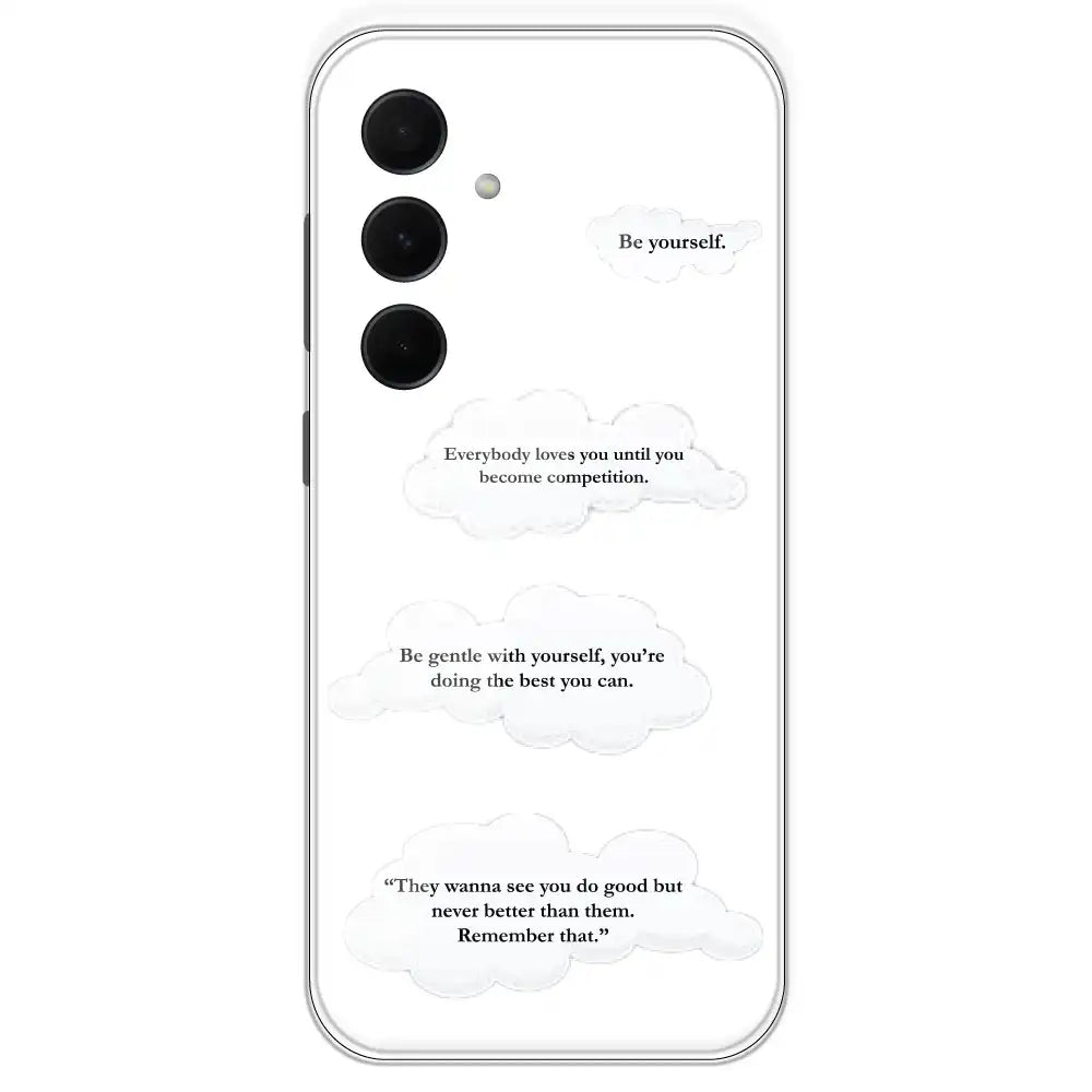 Quotes And Clouds - Clear Printed Silicone Case For Samsung Galaxy A35