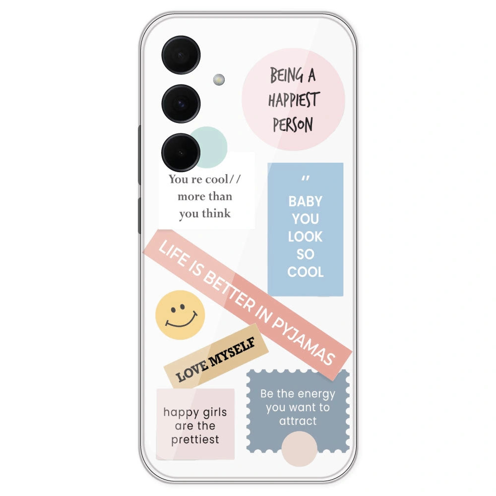 Be Happy - Clear Printed Silicone Case For Samsung Galaxy A35