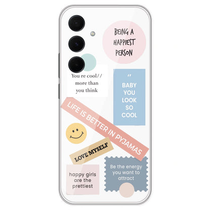 Be Happy - Clear Printed Silicone Case For Samsung Galaxy A35