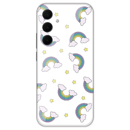 Rainbow With Clouds - Clear Printed Silicone Case For Samsung Galaxy A35