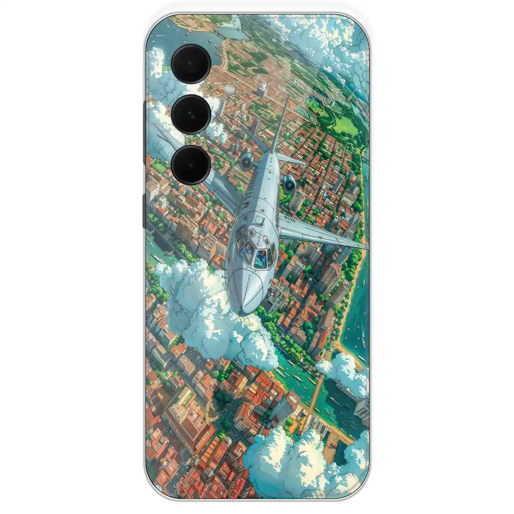 Flying Over City - Printed Silicone Case For Samsung Galaxy A35