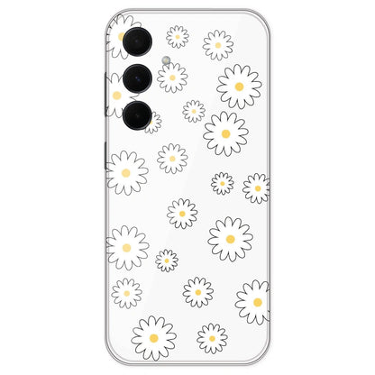 White Flowers - Clear Printed Silicone Case For Samsung Galaxy A35