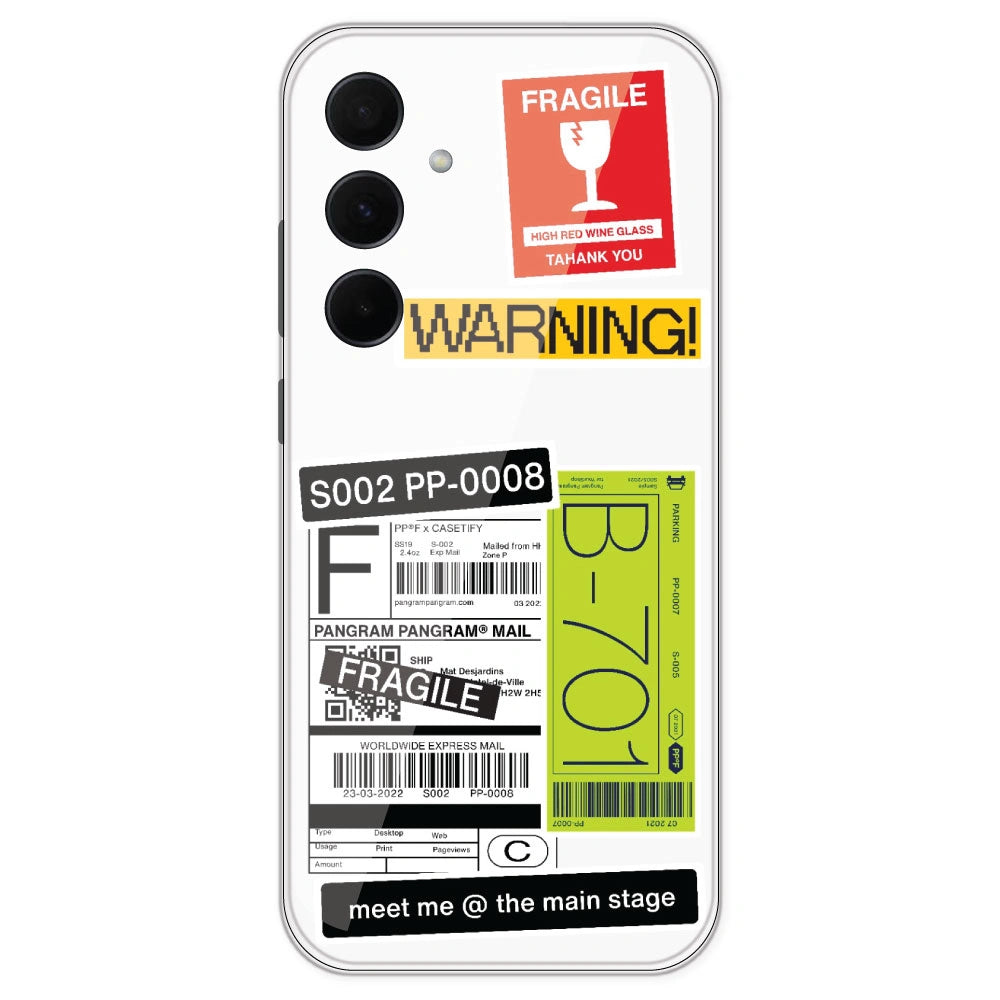 Fragile Labels - Clear Printed Silicone Case For Samsung Galaxy A35