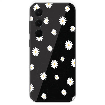 White And Black Flower - Printed Silicone Case For Samsung Galaxy A35