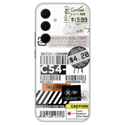 Labels - Clear Printed Silicone Case For Samsung Galaxy A35