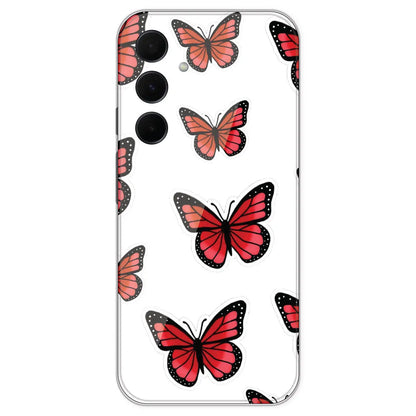 Red Butterfly - Clear Printed Silicone Case For Samsung Galaxy A35