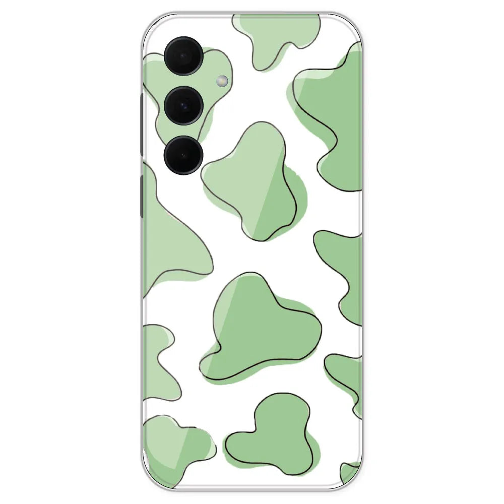 Green Cow Print - Clear Printed Silicone Case For Samsung Galaxy A35