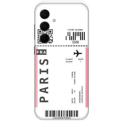 Paris Ticket - Clear Printed Silicone Case For Samsung Galaxy A35